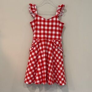 Janie and Jack Red and White Checkered Kids Dress WITH Matching Headband